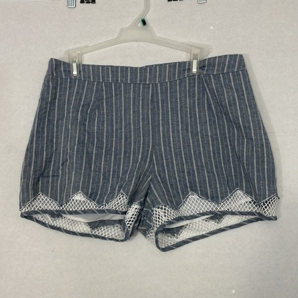 Hem & Thread Shorts, Lined, Cotton, Side Zip, Blue, Large